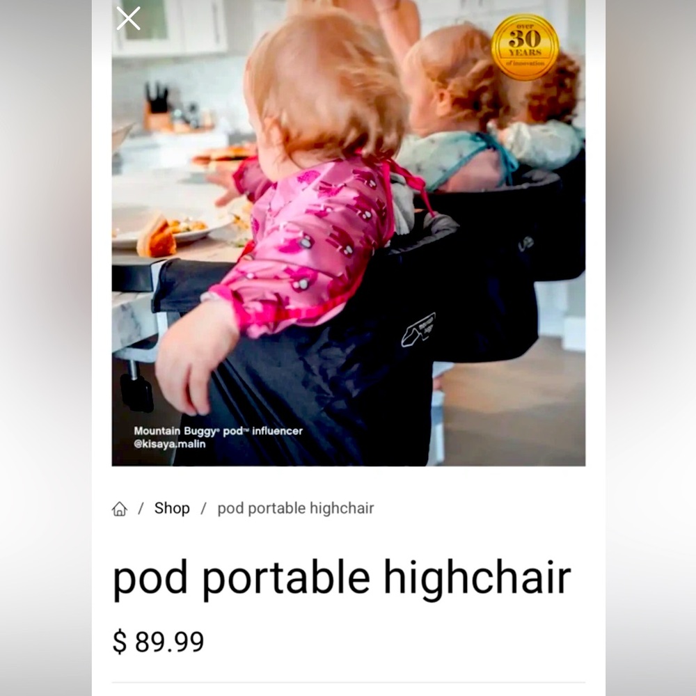 NWOT Mountain Buggy Pod Portable Highchair